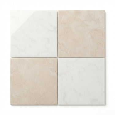 Checkerboard Marble Tile - Bianco Dolomite & Diano Royal