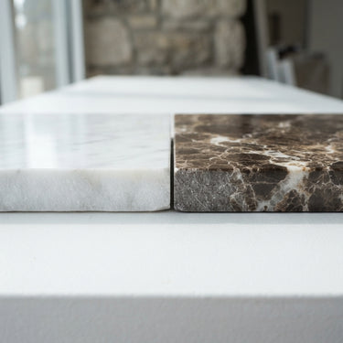 Checkerboard Marble Tile - Bianco Dolomite & Emperador Dark