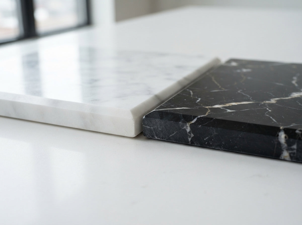 Checkerboard Marble Tile - Bianco Dolomite & Nero Marquina