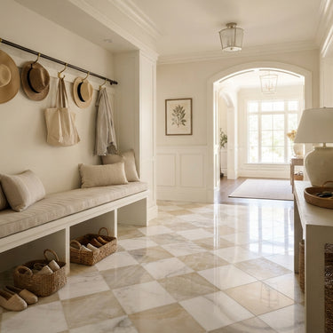 Checkerboard Marble Tile - Bianco Dolomite & Vanilla Onyx