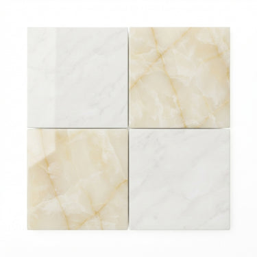 Checkerboard Marble Tile - Bianco Dolomite & Vanilla Onyx