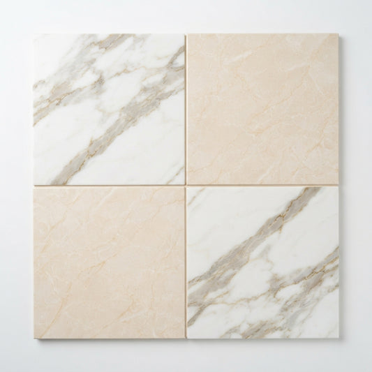 Checkerboard Marble Tile - Calacatta Gold & Botticino