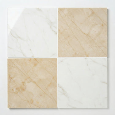 Checkerboard Marble Tile - Calacatta Gold & Crema Marfil