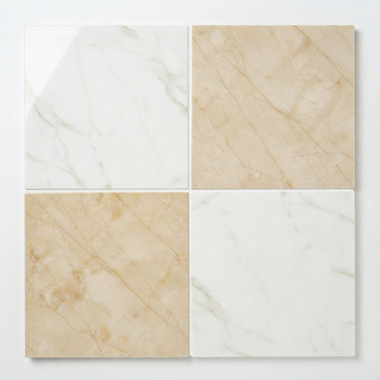 Checkerboard Marble Tile - Calacatta Gold & Crema Marfil
