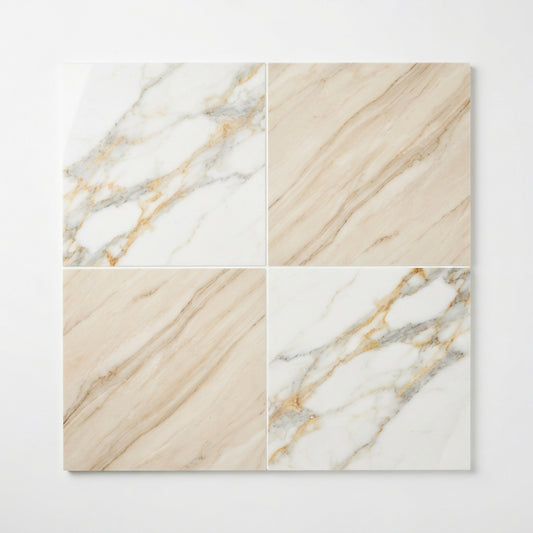 Checkerboard Marble Tile - Calacatta Gold & Diano Royal