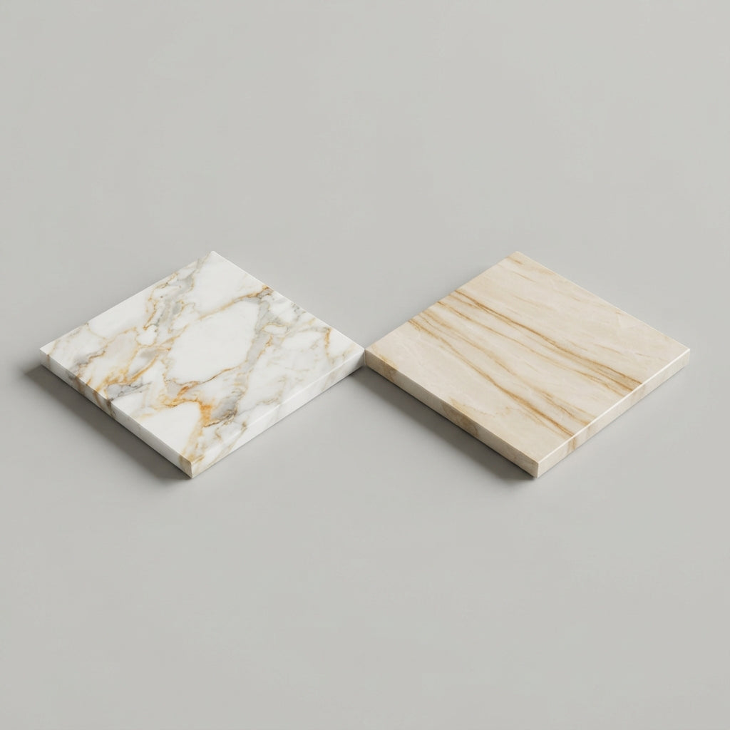 Checkerboard Marble Tile - Calacatta Gold & Diano Royal