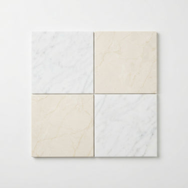 Checkerboard Marble Tile - Bianco Carrara & Botticino