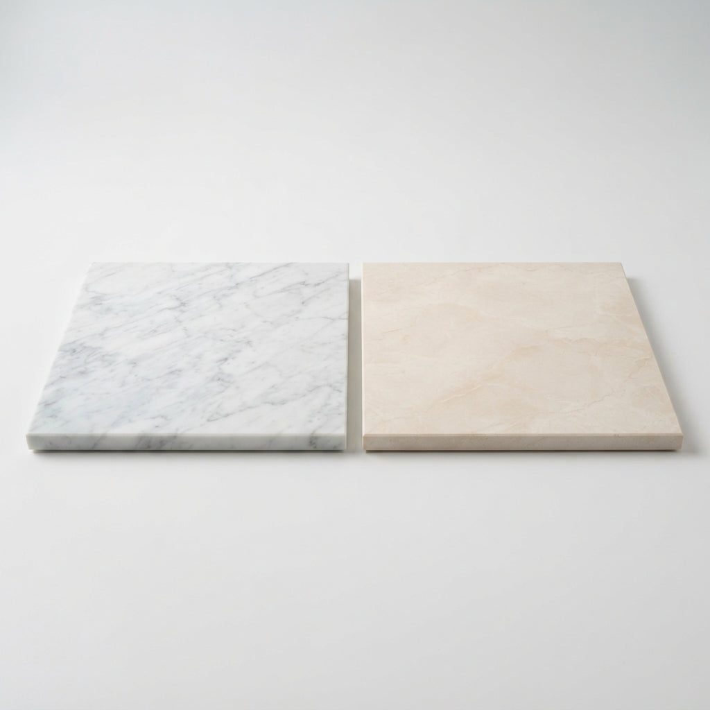 Checkerboard Marble Tile - Bianco Carrara & Botticino