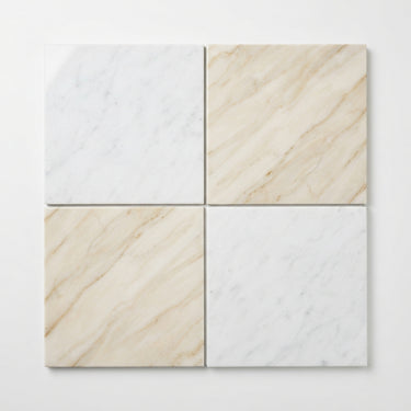 Checkerboard Marble Tile - Bianco Carrara & Diano Royal