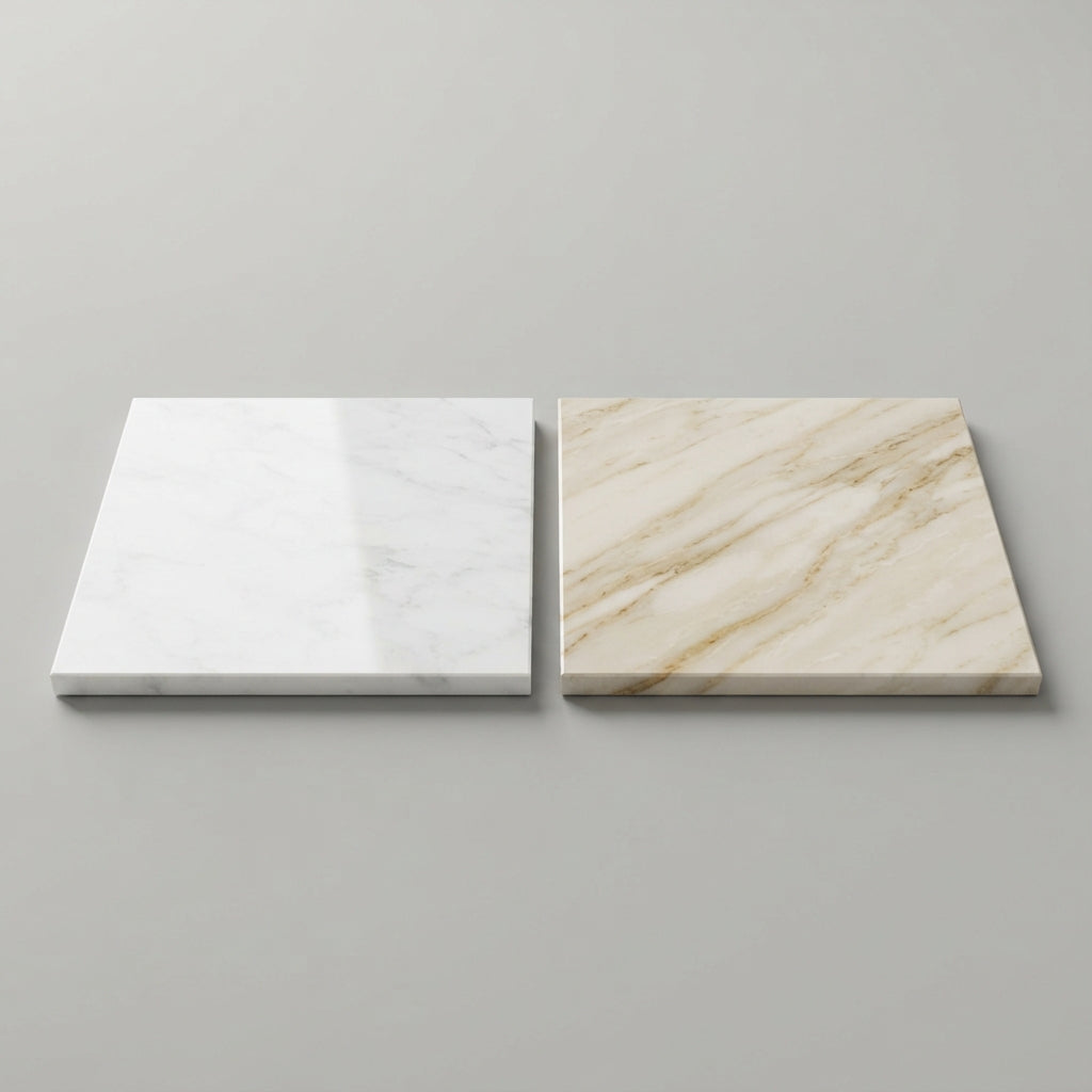 Checkerboard Marble Tile - Bianco Carrara & Diano Royal