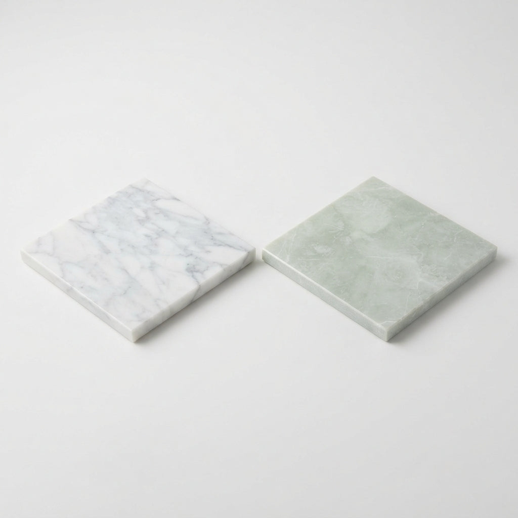 Checkerboard Marble Tile - Bianco Carrara & Ming Green