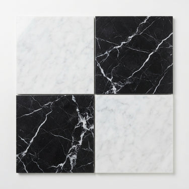 Checkerboard Marble Tile - Bianco Carrara & Nero Marquina