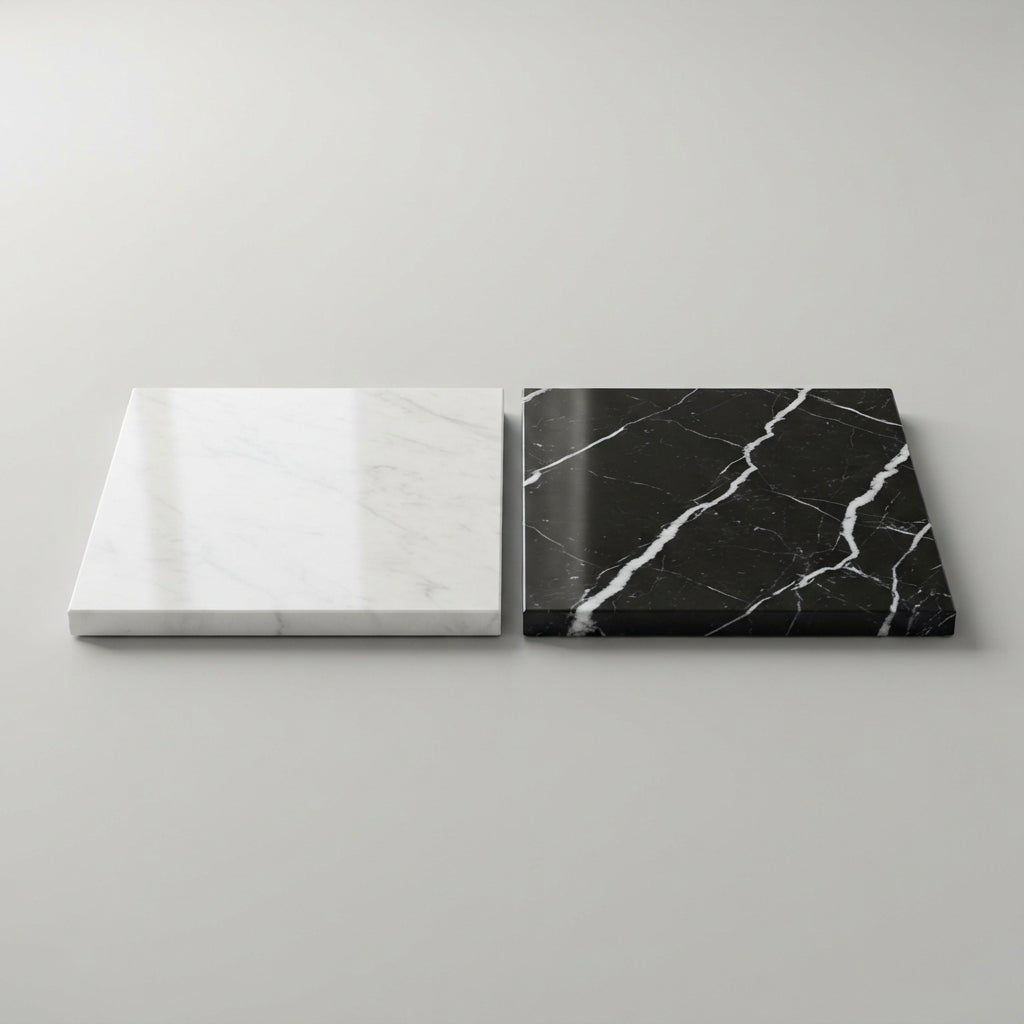 Checkerboard Marble Tile - Bianco Carrara & Nero Marquina