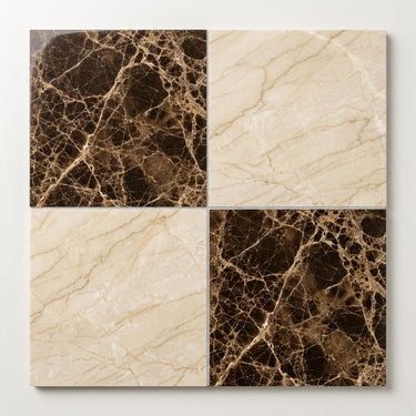 Checkerboard Marble Tile - Emperador Dark & Diano Royal