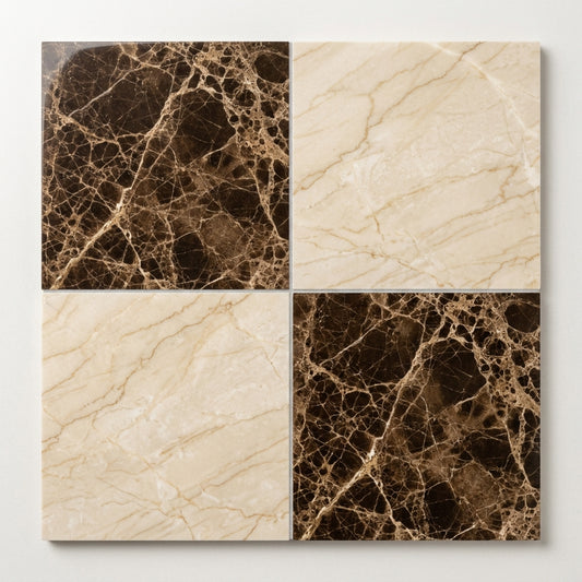 Checkerboard Marble Tile - Emperador Dark & Diano Royal