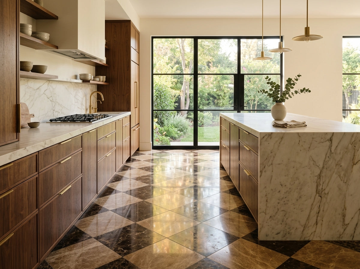 Checkerboard Marble Tile - Emperador Dark & Emperador Light