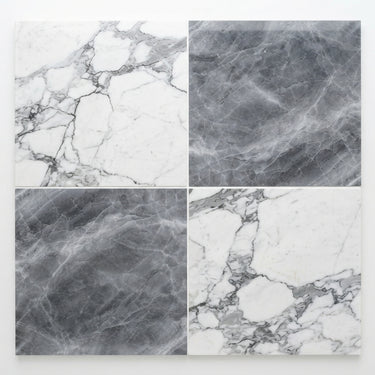 Checkerboard Marble Tile - Italian Statuary White & Bardiglio Imperiale