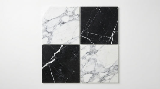 Checkerboard Marble Tile - Italian Statuary White & Nero Marquina
