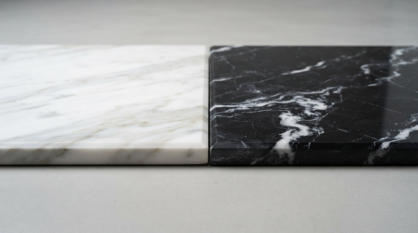 Checkerboard Marble Tile - Italian Statuary White & Nero Marquina