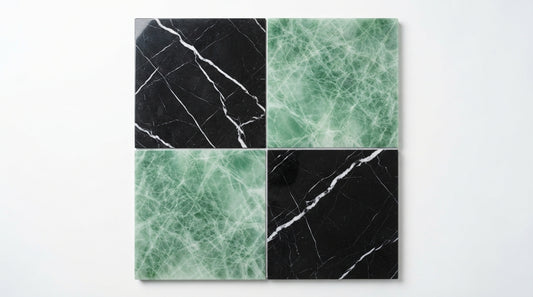 Checkerboard Marble Tile - Nero Marquina & Ming Green