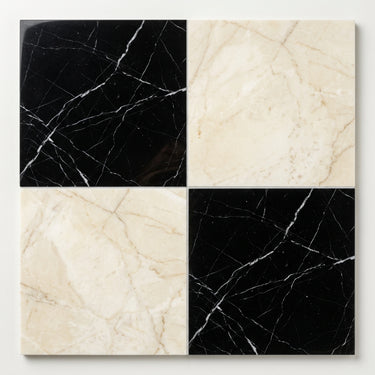 Checkerboard Marble Tile - Nero Marquina & Botticino