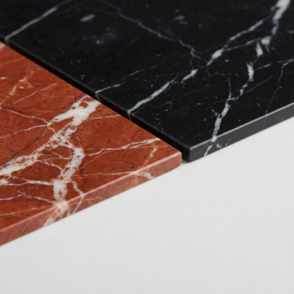 Checkerboard Marble Tile - Nero Marquina & Rojo Alicante