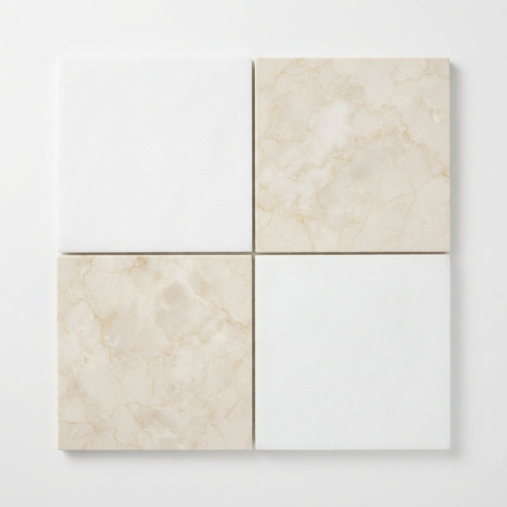 Checkerboard Marble Tile - Thassos White & Botticino