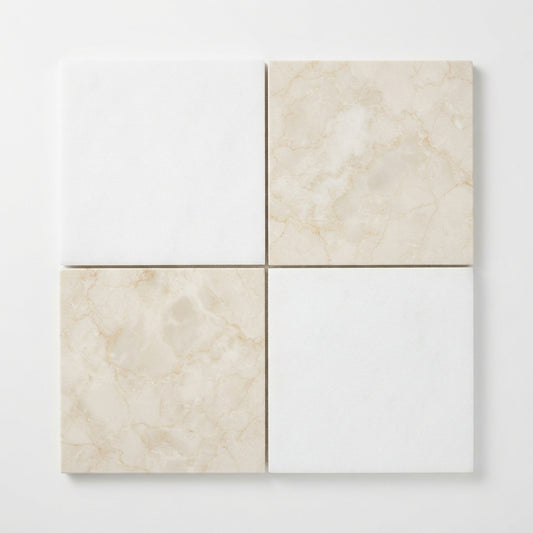 Checkerboard Marble Tile - Thassos White & Botticino