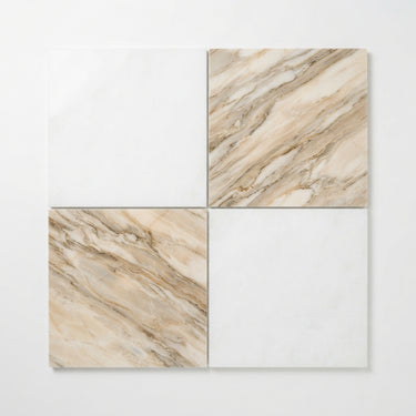 Checkerboard Marble Tile - Thassos White & Diano Royal