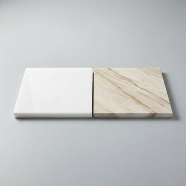 Checkerboard Marble Tile - Thassos White & Diano Royal
