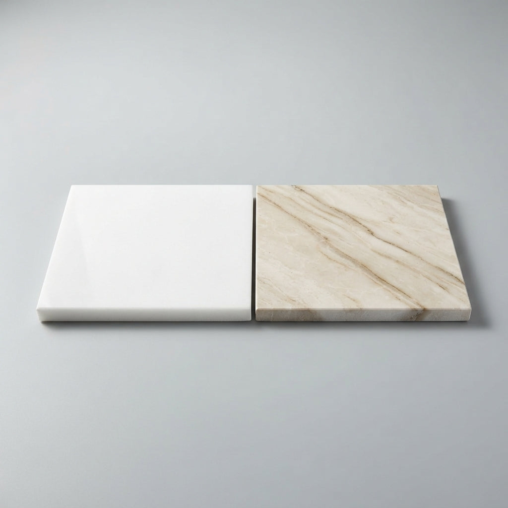 Checkerboard Marble Tile - Thassos White & Diano Royal
