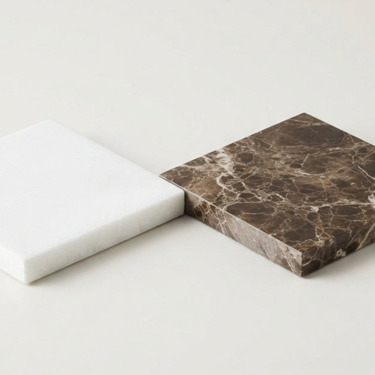 Checkerboard Marble Tile - Thassos White & Emperador Dark
