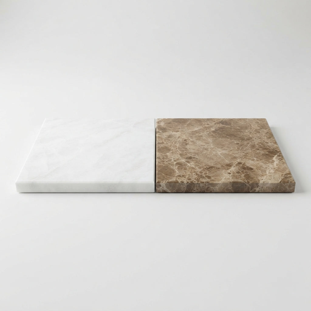 Checkerboard Marble Tile - Thassos White & Emperador Light