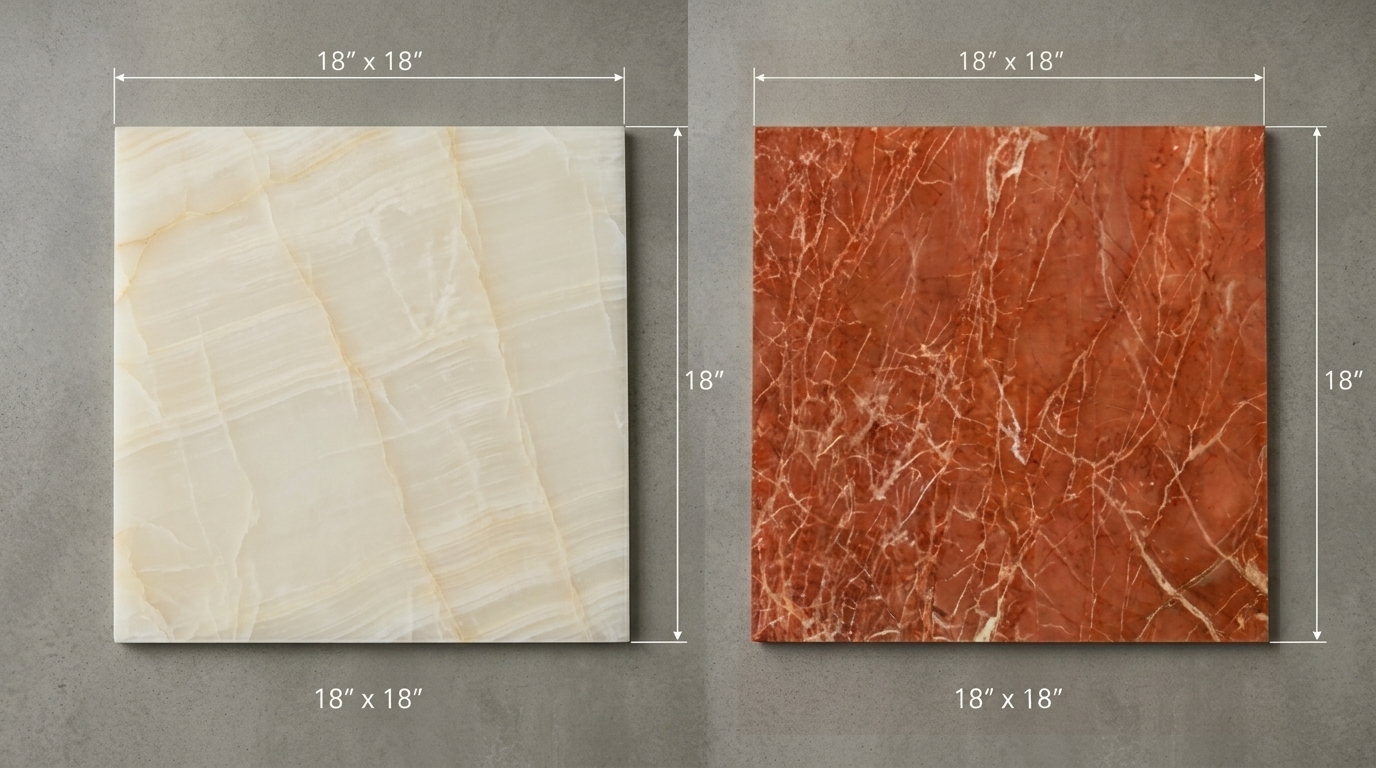 Checkerboard Vanilla Onyx and Rojo Alicante Marble Tile