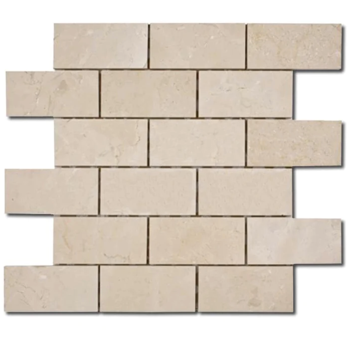 Crema Marfil Marble 2" X 4" Straight-Edged Brick Mosaic
