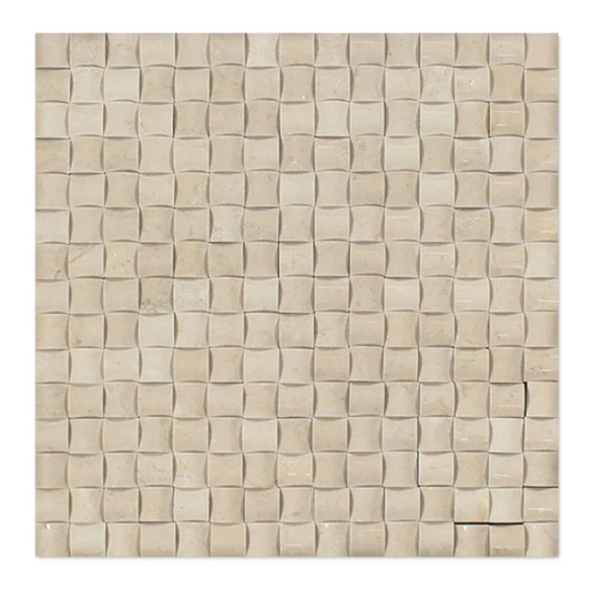 Crema Marfil Marble 3D Small-Bread Mosaic