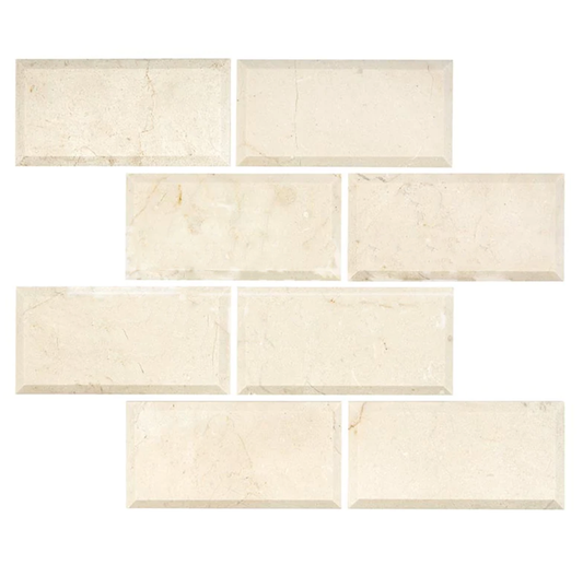 Crema Marfil Marble 3" X 6" Tile Deep-Beveled