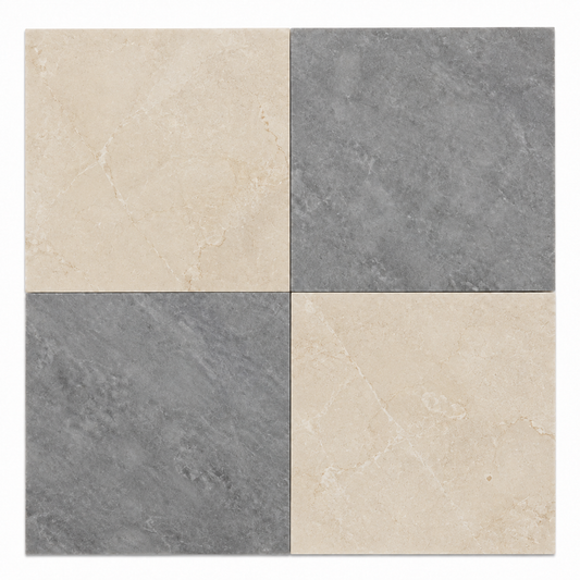 Checkerboard Marble Tile - Crema Marfil & Bardiglio Imperiale