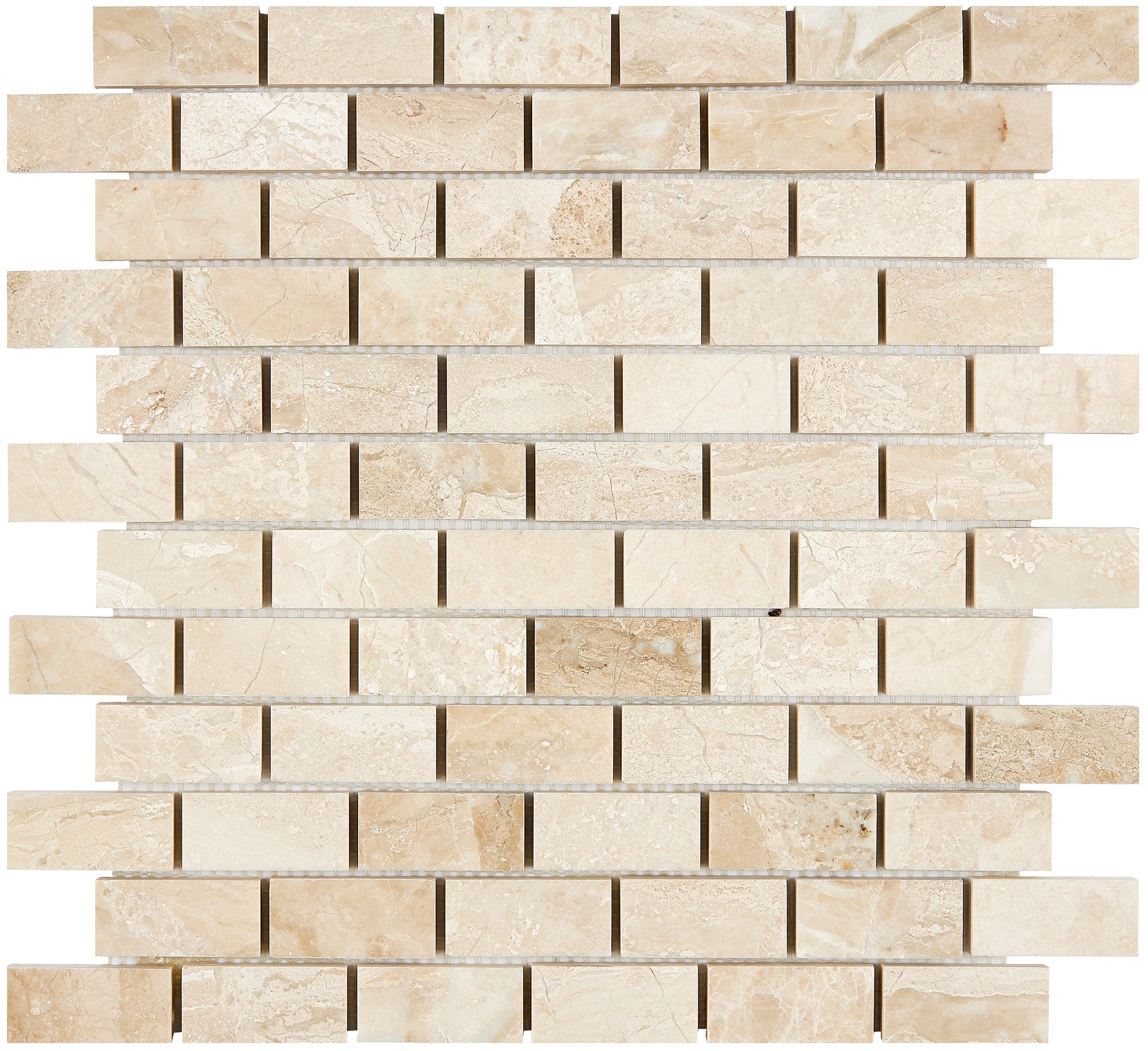 Diano Royal (Queen Beige) Marble 1’’ X 2’’ Brick Mosaic Polished/Split-Faced Wall Tile