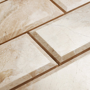Diano Royal (Queen Beige) Marble 3’’ X 6’’ Tile Deep-Beveled Polished/Honed Wall Tile