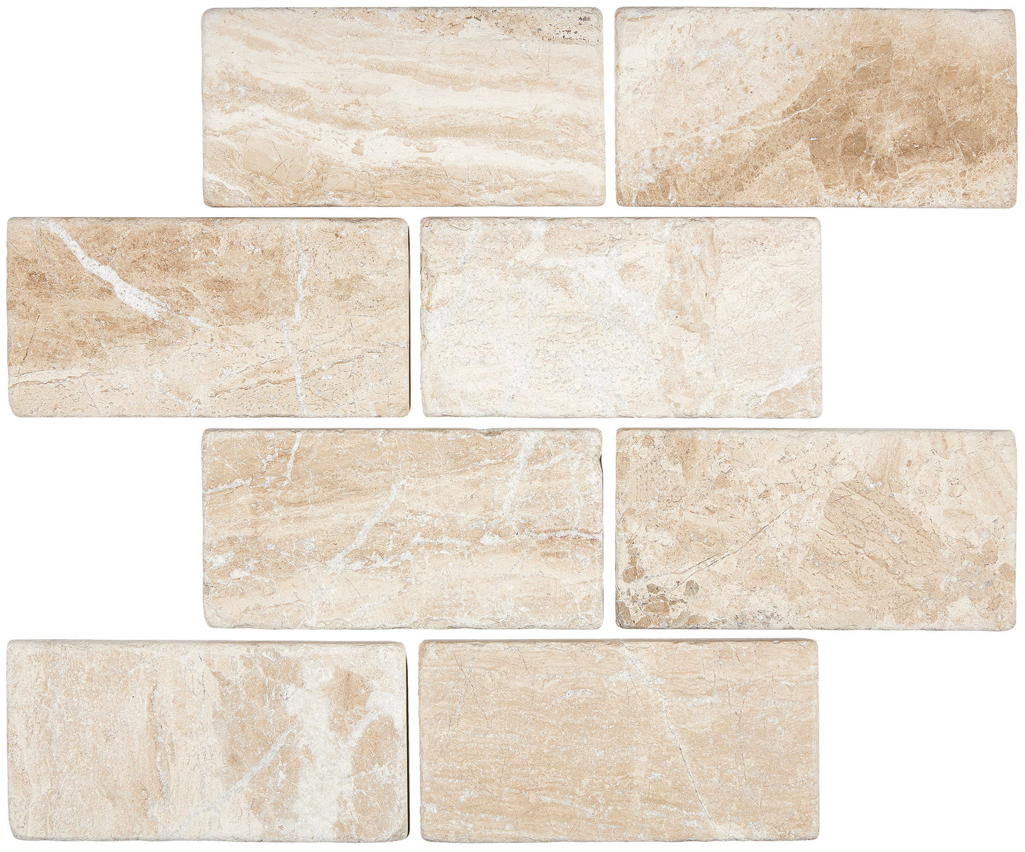 Diano Royal (Queen Beige) Marble 3â€™â€™ X 6â€™â€™ Tile Tumbled Wall Tile
