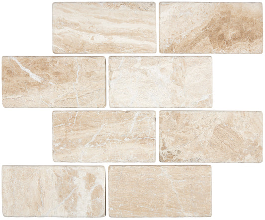 Diano Royal (Queen Beige) Marble 3’’ X 6’’ Tile Tumbled Wall Tile