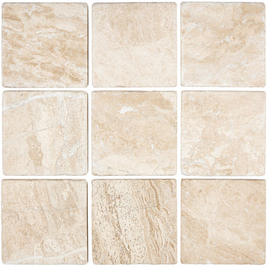 Diano Royal (Queen Beige) Marble 4’’ X 4’’ Tile Tumbled Wall Tile