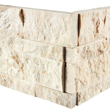 Diano Royal (Queen Beige) Marble Ledger-Panel - CORNER Split-Faced Wall Tile
