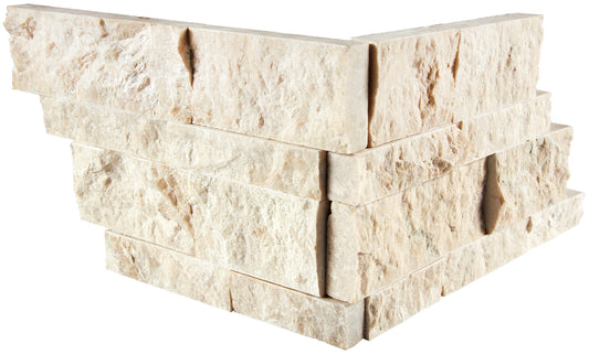 Diano Royal (Queen Beige) Marble Ledger-Panel - CORNER Split-Faced Wall Tile