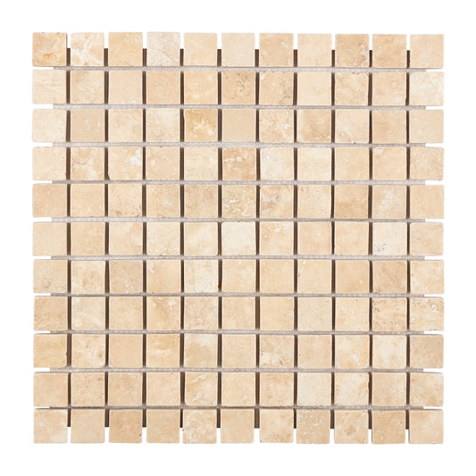 Durango Cream Travertine 1’’ X 1’’ Mosaic Tumbled Wall Tile