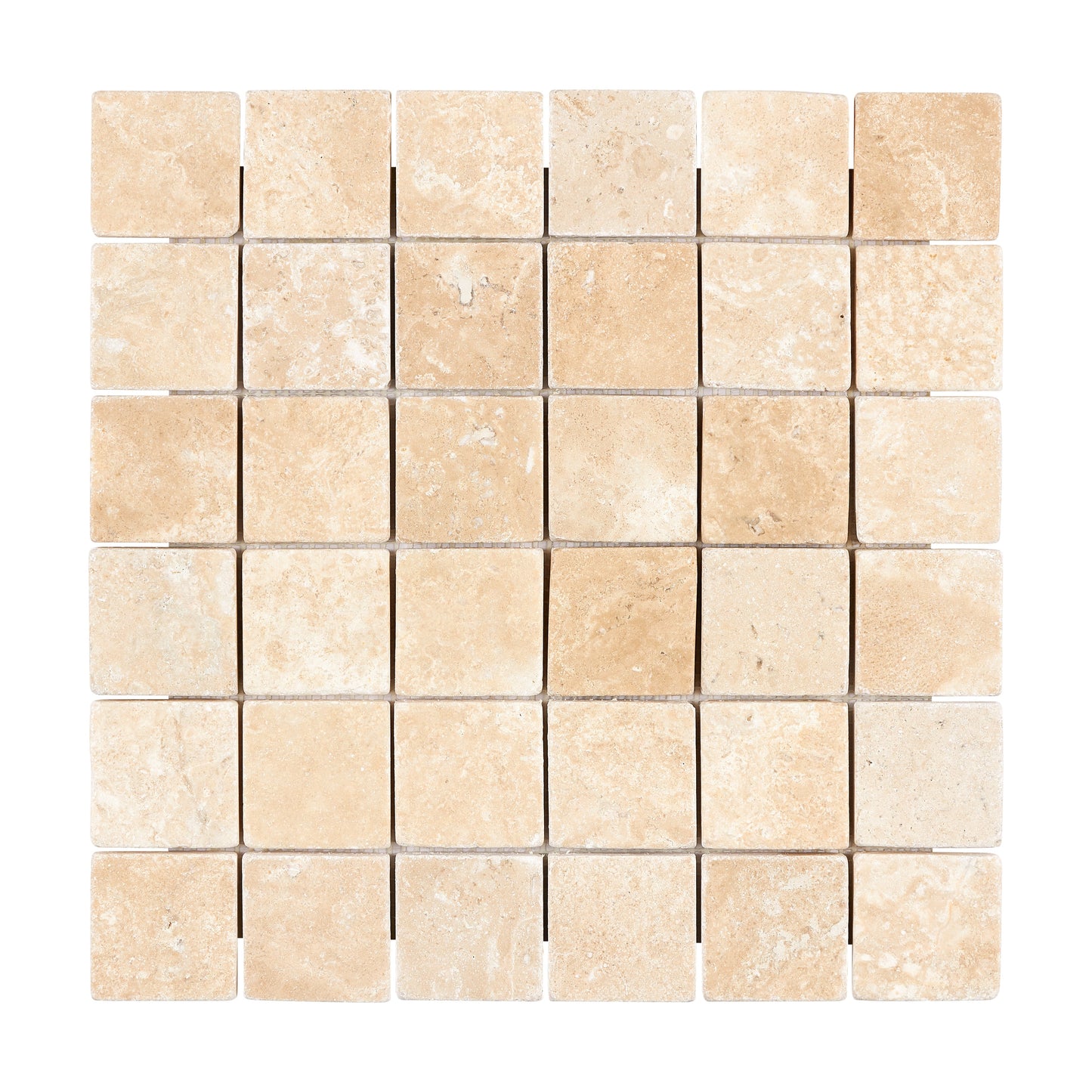 Durango Cream Travertine 2’’ X 2’’ Mosaic Tumbled Wall Tile
