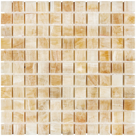 Giallo Crystal Honey Onyx 1’’ X 1’’ Mosaic Polished Backsplash Tile