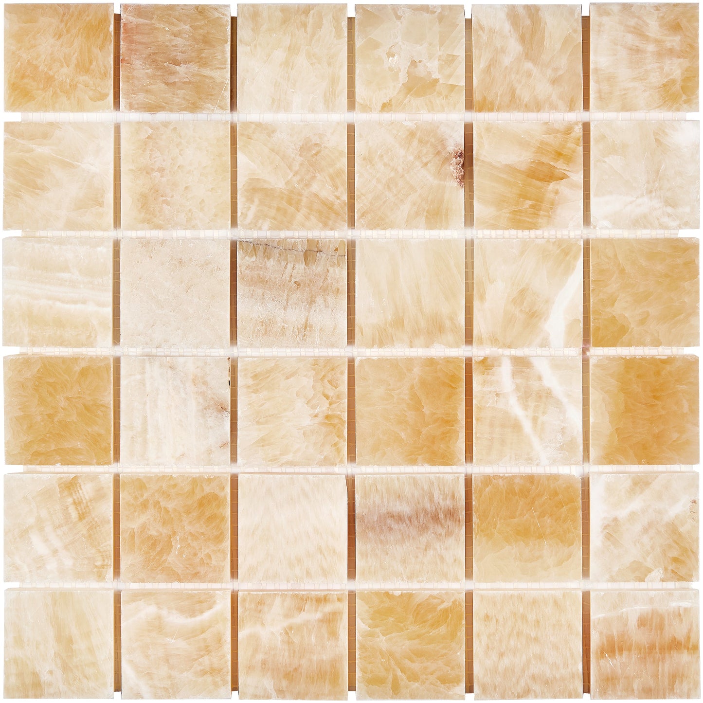 Giallo Crystal Honey Onyx 2’’ X 2’’ Mosaic Polished Backsplash Tile