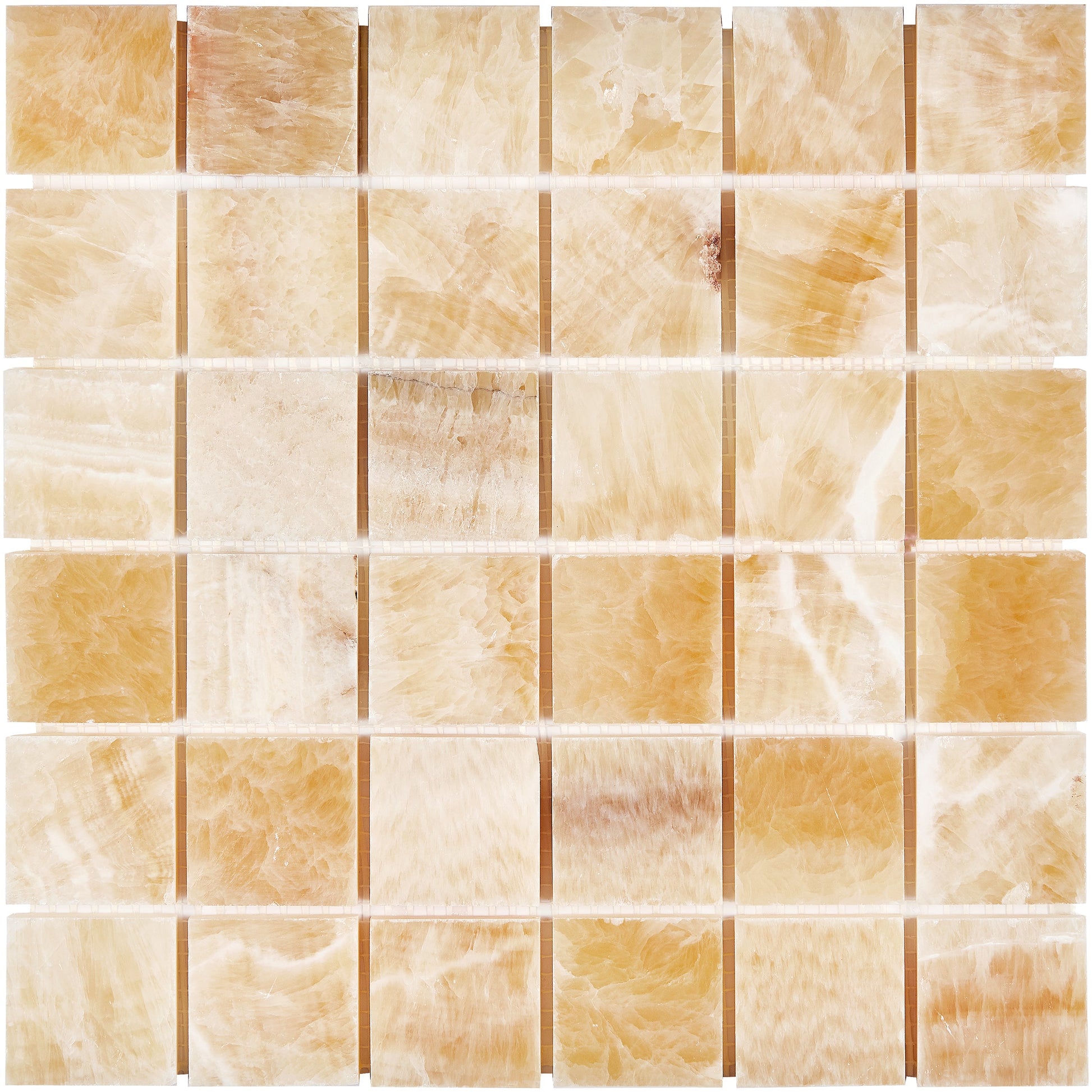 Giallo Crystal Honey Onyx 2’’ X 2’’ Mosaic Polished Backsplash Tile